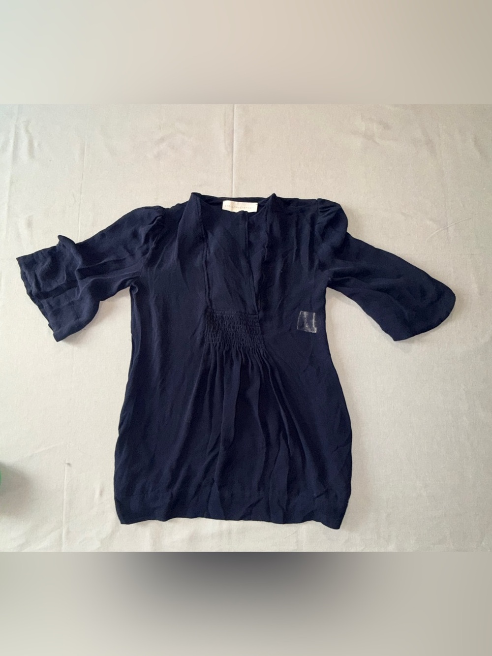Stella McCartney Silk Sheer Smocked Short Sleeve Shirt With Pockets - Small